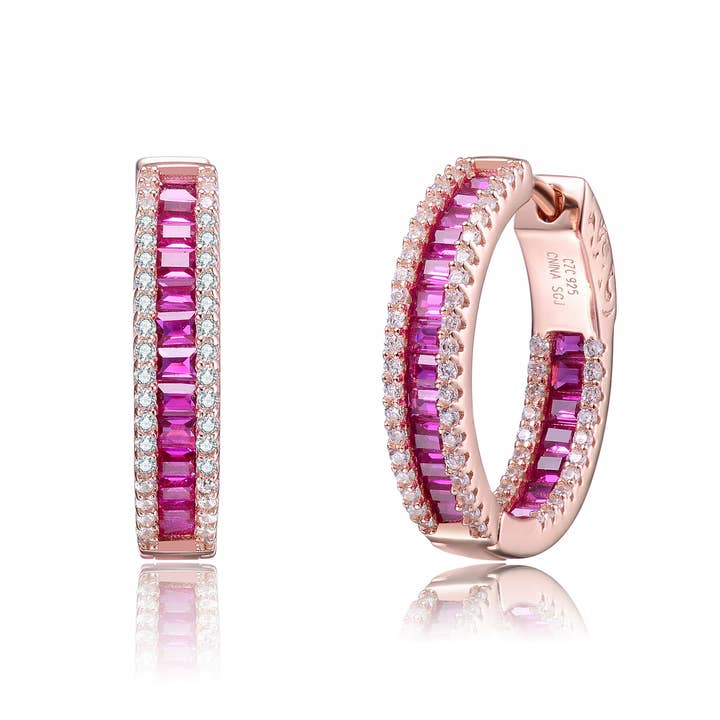 Genevive - Vendita all'ingrosso Orecchini a cerchio - Orecchini a Cerchio in Argento Sterling con Zirconia Cubica Colorata1