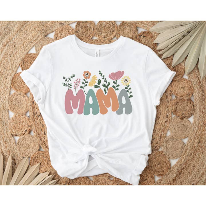 Floral Retro Mama T-shirt for wholesale by VibeClothing