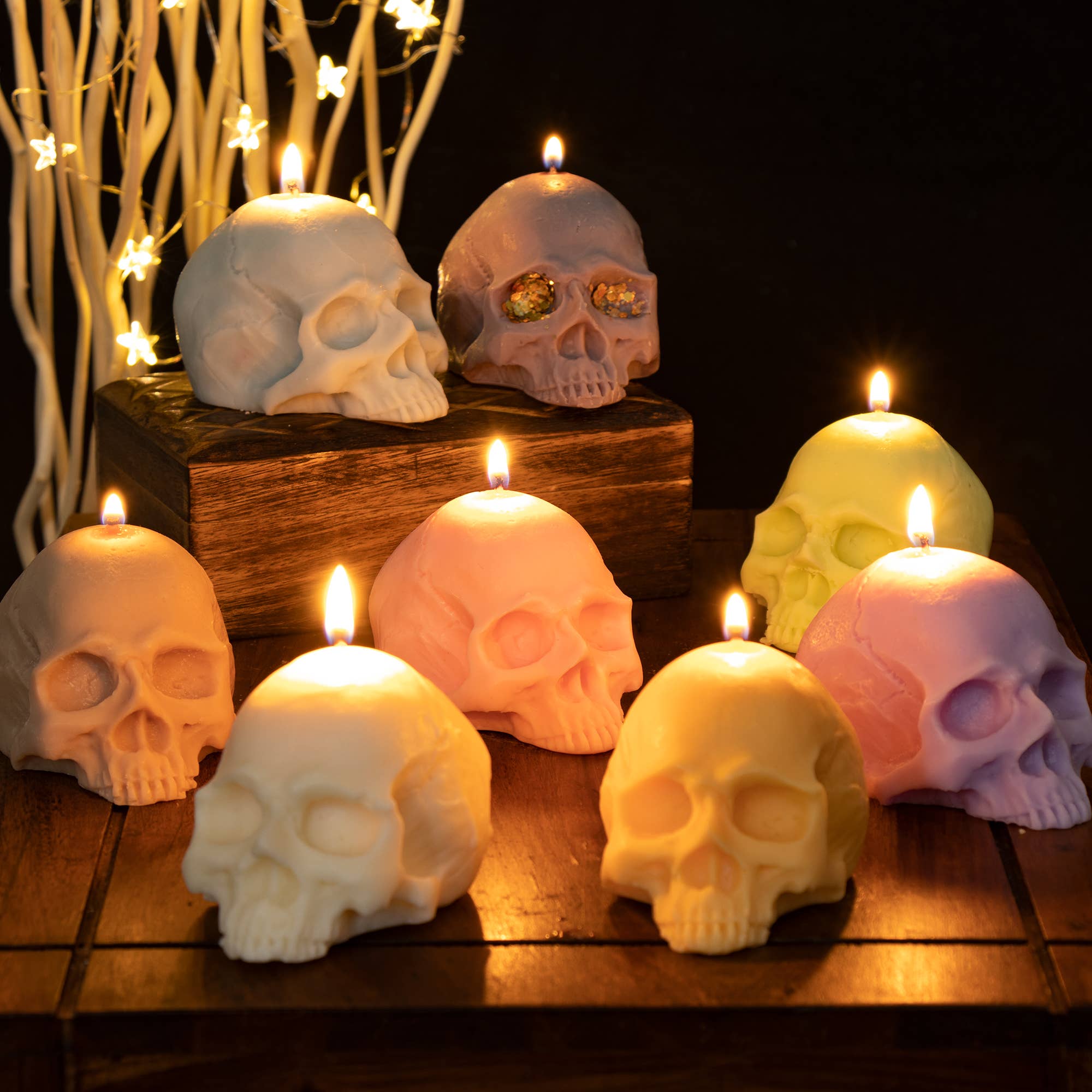 The Wicklow Witch Ltd – wholesale Novelty candle – Pastel Half Skulls0