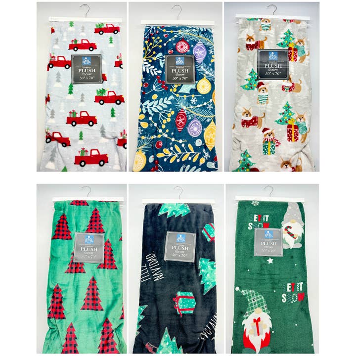 Bed Bath Fashions - Wholesale Throw Blanket - Dan River Christmas Flannel Fleece Plush Throw Blanket
