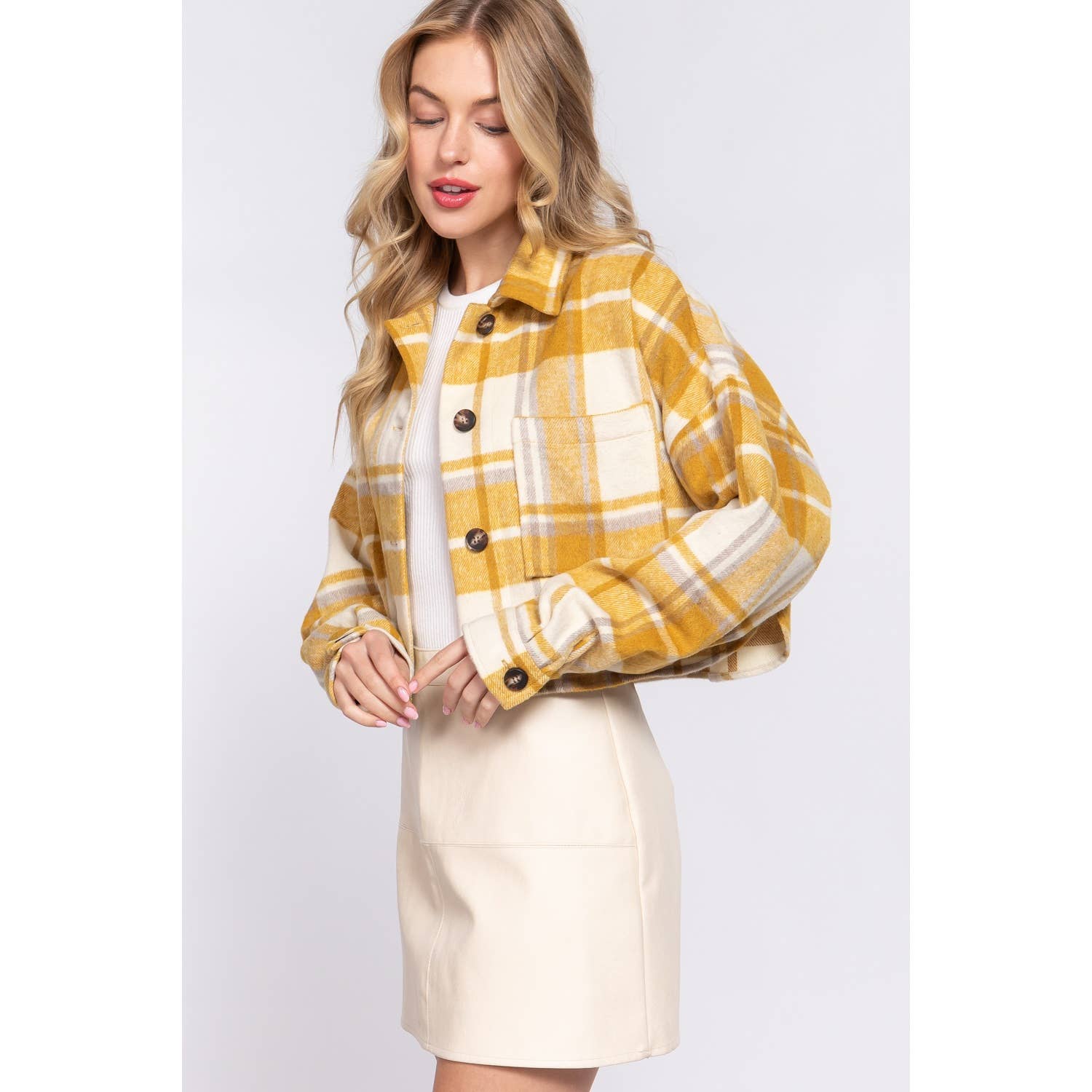 Paperdoll - Venta al por mayor Chaqueta - Mujer - CHAQUETA CORTA HOLGADA DE LANA A CUADROS9