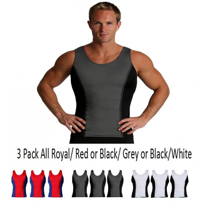 Lot de 3 débardeurs bicolores Insta Slim I.S.Pro USA Activewear avec coutures à deux fils MA00TT3 pour la vente par InstantFigure