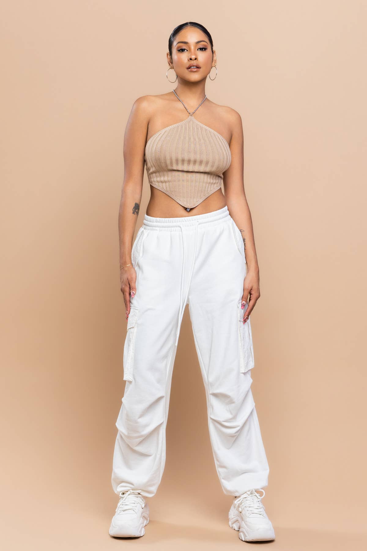 No Vacancy - Wholesale Pants - Women's - Soft twill 2ways cargo pants new color3