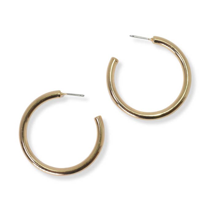 40mm simple, light weight metal round hoop earring for wholesale by SOPHIA WHOLESALE