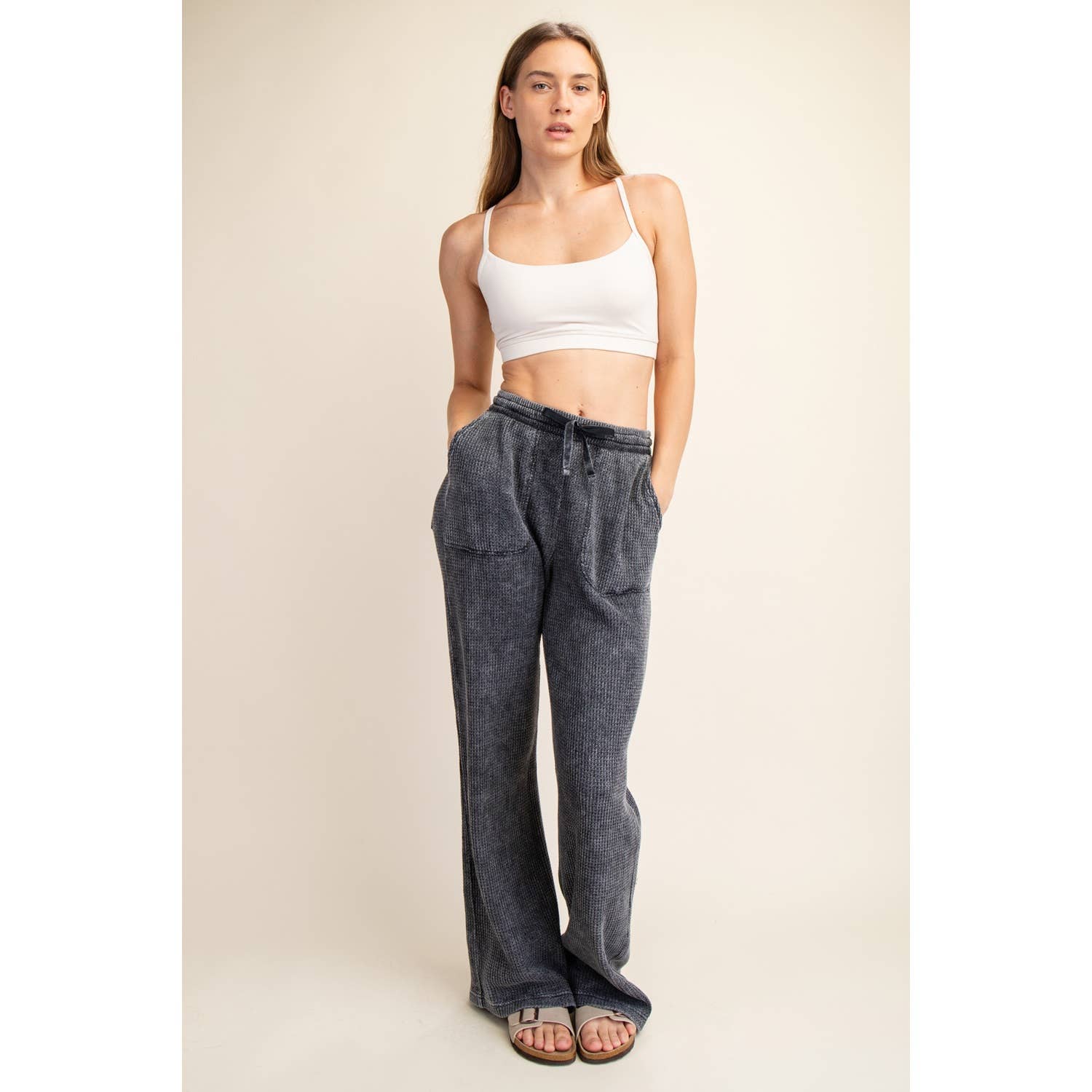 Rae Mode - Wholesale Athletic Pants - Women's - MINERAL WASHED WAFFLE STRAIGHT SWEATPANTS24