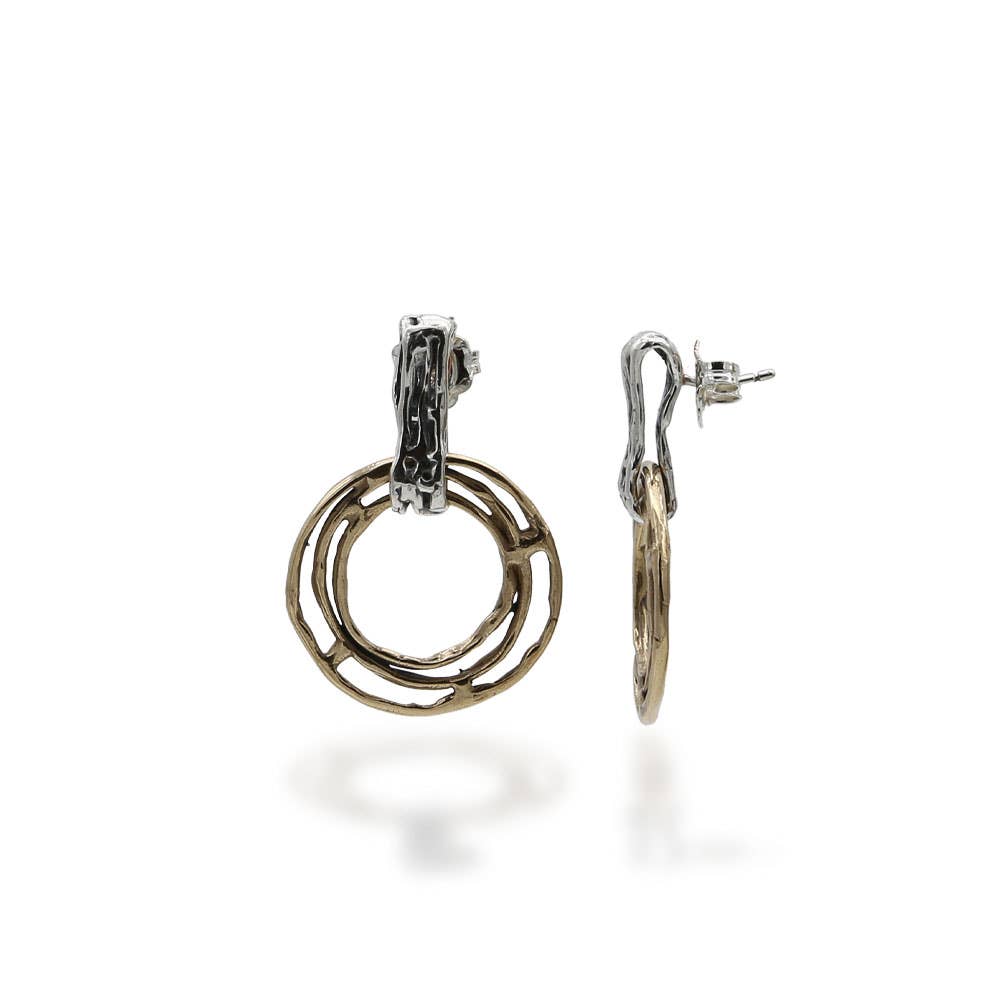 Mandile Gioielli - Wholesale Dangle Earrings - 925 silver and bronze circle pendant earrings (ORA029)2