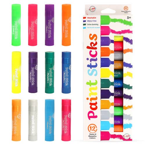 The Toy Group - Wholesale Paint Set - Playkidiz Paint Sticks, 12 Pack, Neon & Metallic Colors, Twi0