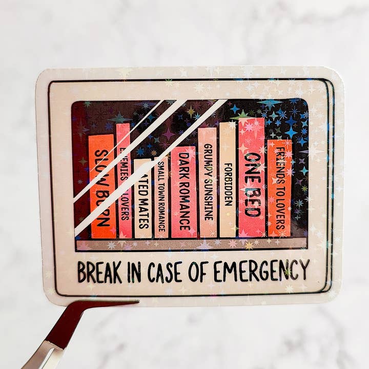 Emergency Bookish Die Cut Water Resistant Sticker for wholesale by honeysheshome