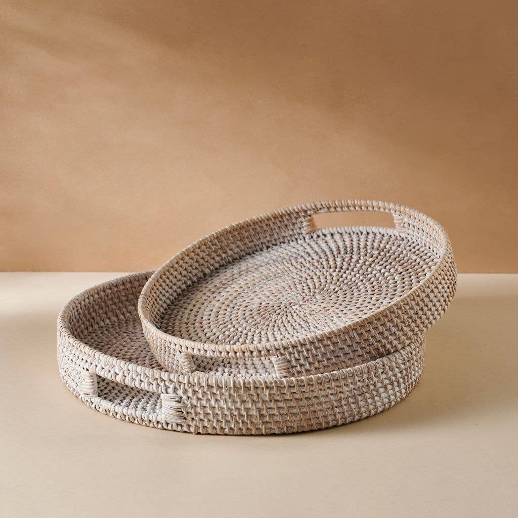 Jungle Culture - Wholesale Decorative Tray - Rattan Trays - Round Hand Woven Wicker Serving Tray Decor4