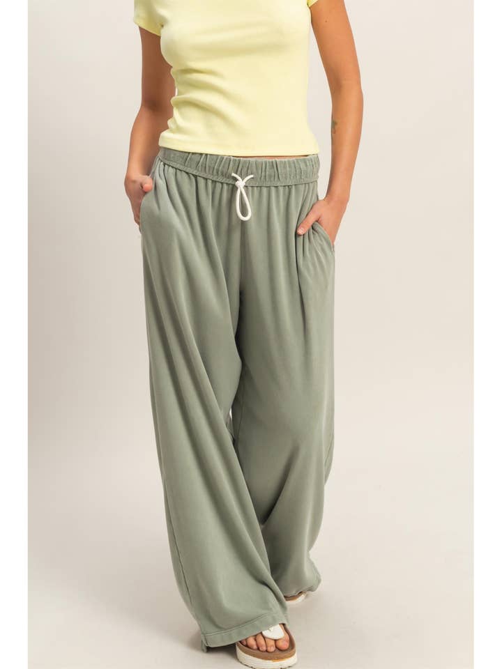 Fold Over Waist Wide Leg Sweatpant for wholesale by HYFVE