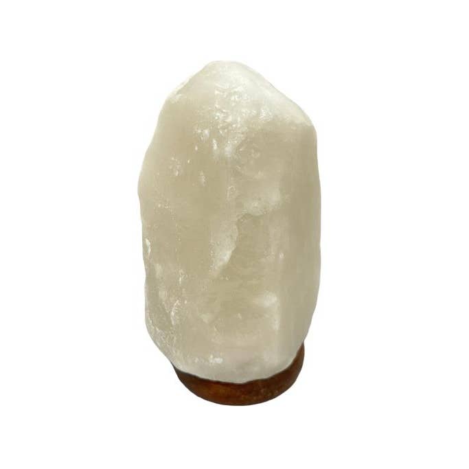 Lampe en sel de l'Himalaya Zenn naturelle blanche avec base en bois-007 pour la vente par International Gifts Ltd.