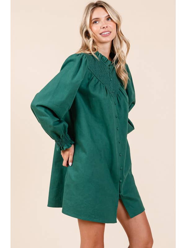 GeeGee x Lovelo - Wholesale Dress - Women's - Plus Smocked Shirt Mini Dress, MD50956PL.7