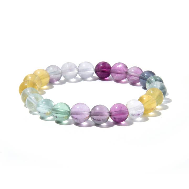 Regenbogen-Fluorit-Armband mit runden Perlen, 8 mm für den Großhandel von My Healing Bracelet