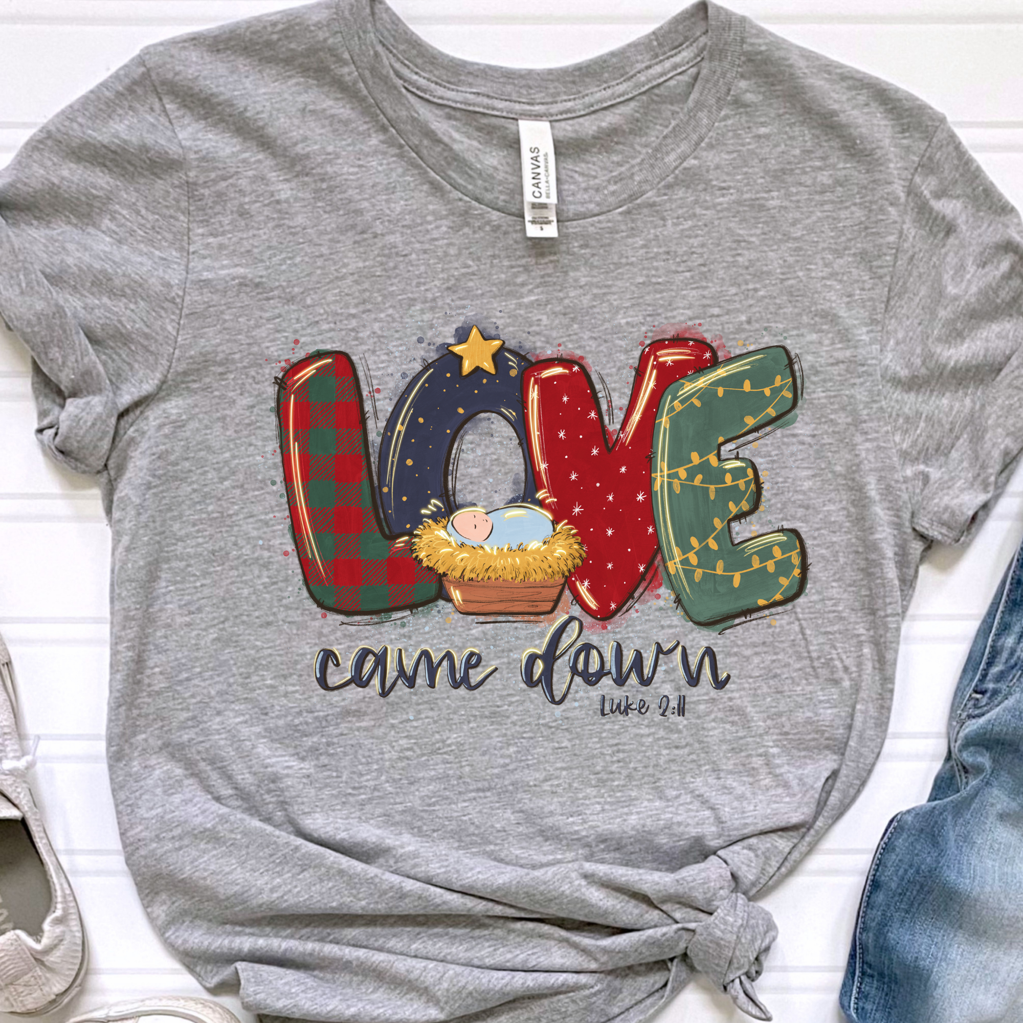 Dixie Grace Mercantile - Wholesale Screen Printed T-Shirt - Women's - Love Came Down Graphic Tee0