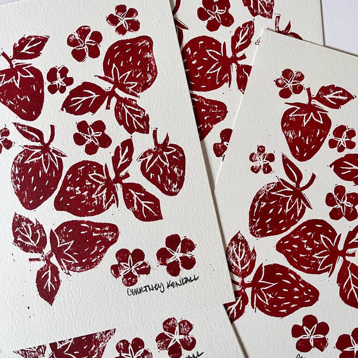 Sweet Strawberry Print for wholesale by Courtney Kendall Art