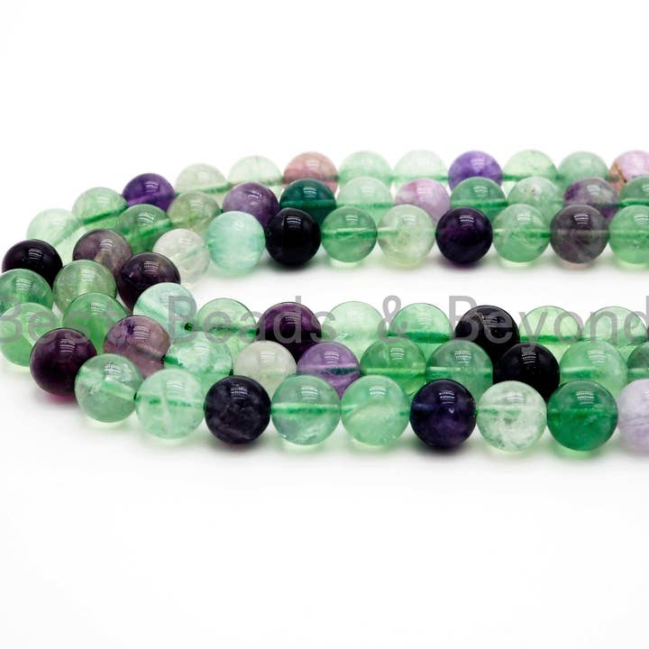 Natural Smooth Round Fluorite beads, 6mm/8mm/10mm/12mm Natural Green Purple Gemstone beads, Round Fluorite Beads, 15.5inch strand, SKU#U244 for wholesale by BestBeads&Beyond