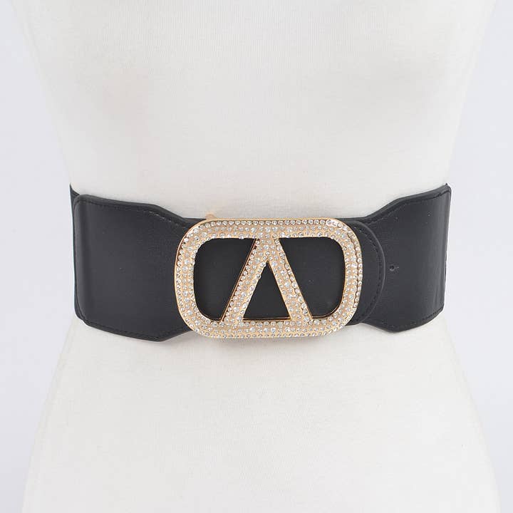3AM BY H&D ACCESSORIES - Wholesale Belt - Women's - Rhinestone Buckle Elastic Belt