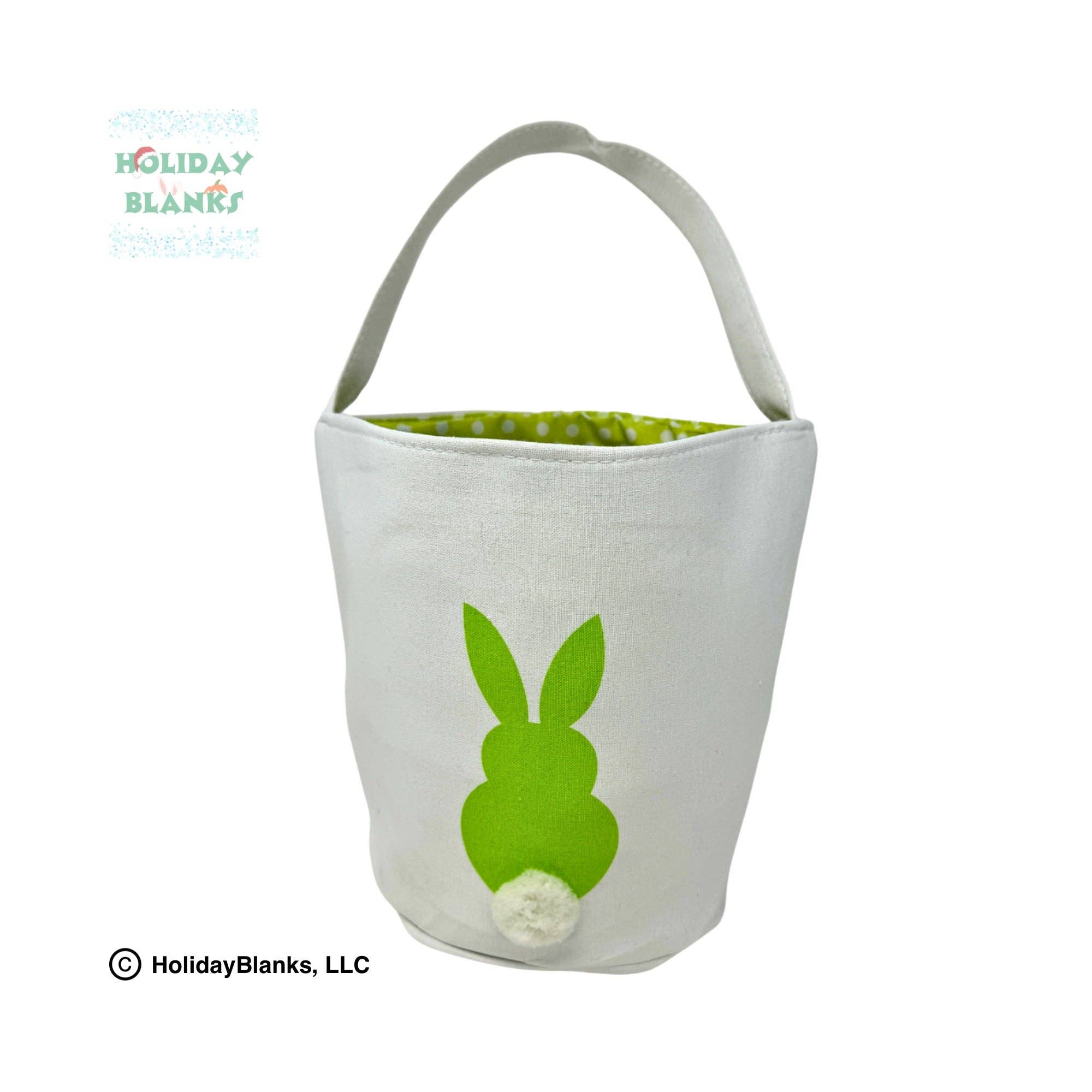 Holiday Blanks - Vente Panier – enfant et bébé - Seau de Pâques brodé blanc avec lapin imprimé, fu1