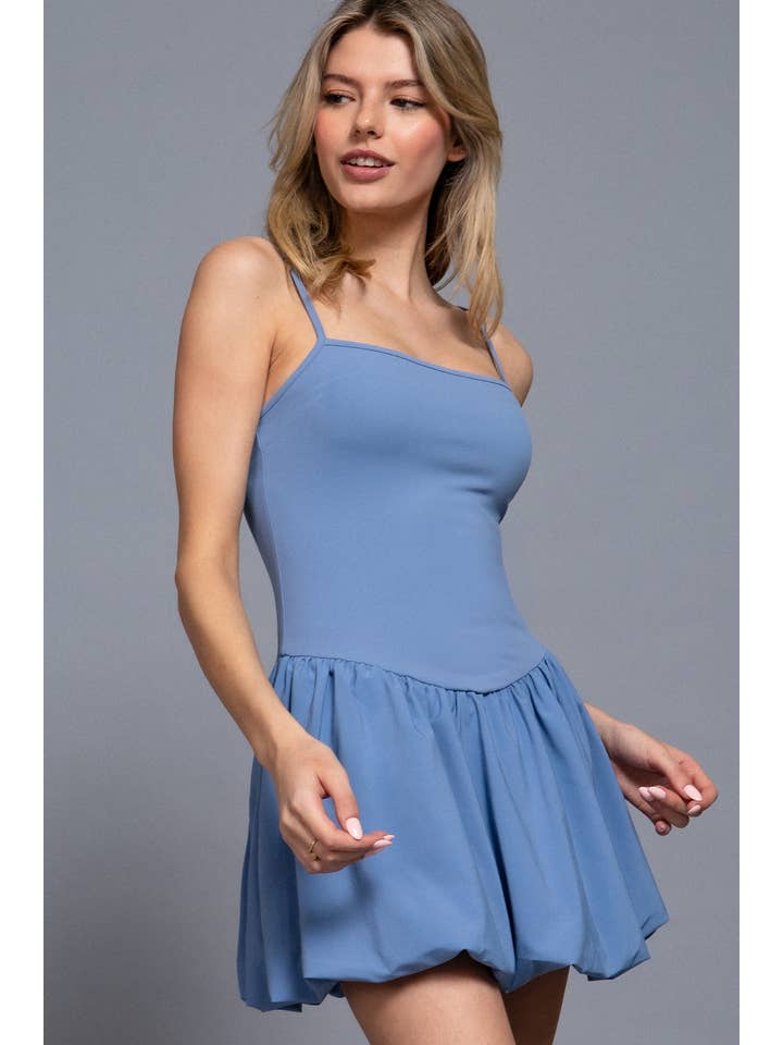 Active Basic | Active USA - Wholesale Athletic Dress - Women's - Straight Neck Cami Bubble Hem Mini Skort Dress4