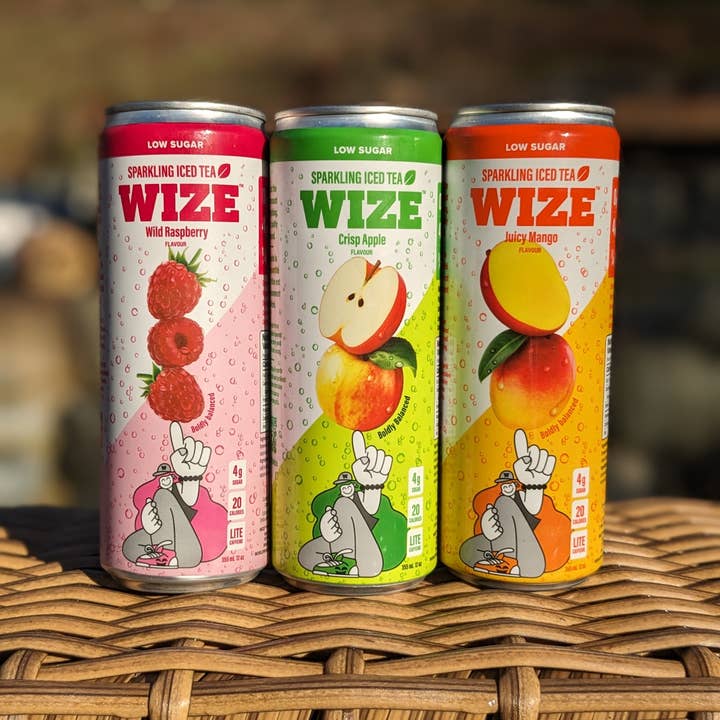 Wize Tea - Wholesale Iced Tea - Sparkling Mango Iced Tea 12pk - Low sugar, Light caffeine4