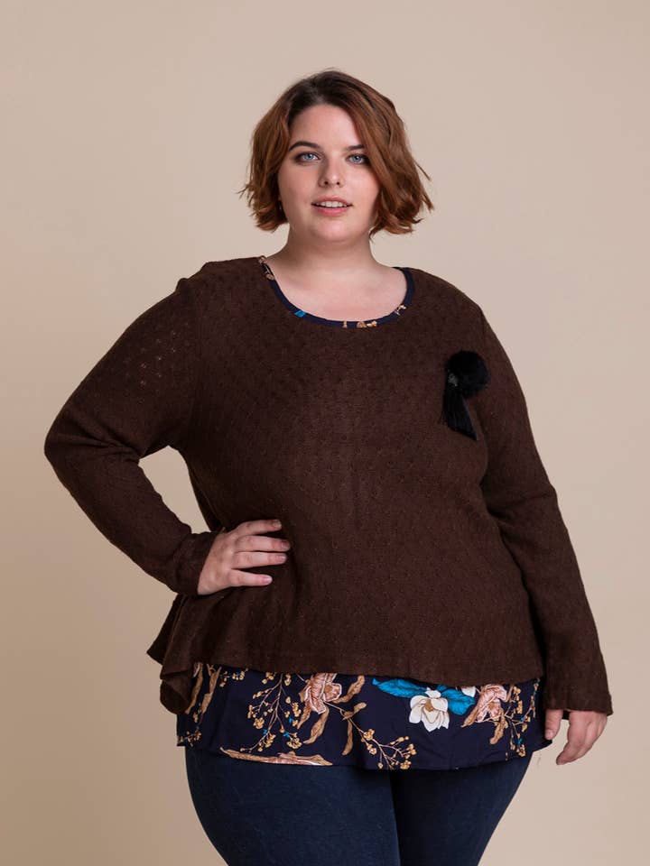 Camisola de tamanho grande com efeito sobreposto (A935) por atacado de Pomme Rouge Paris