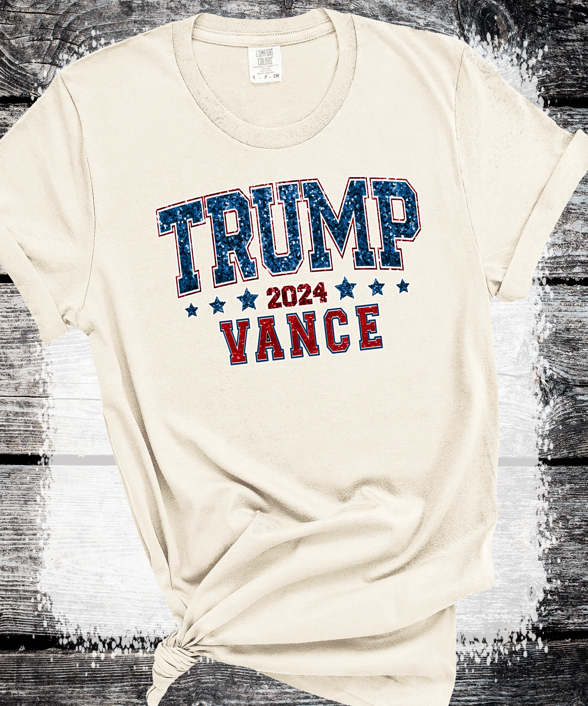 A Blessed Texas Mess Boutique - Wholesale Graphic Sweatshirt - Women's - Donald Trump JD Vance 2024 Faux Glitter President White Hous5