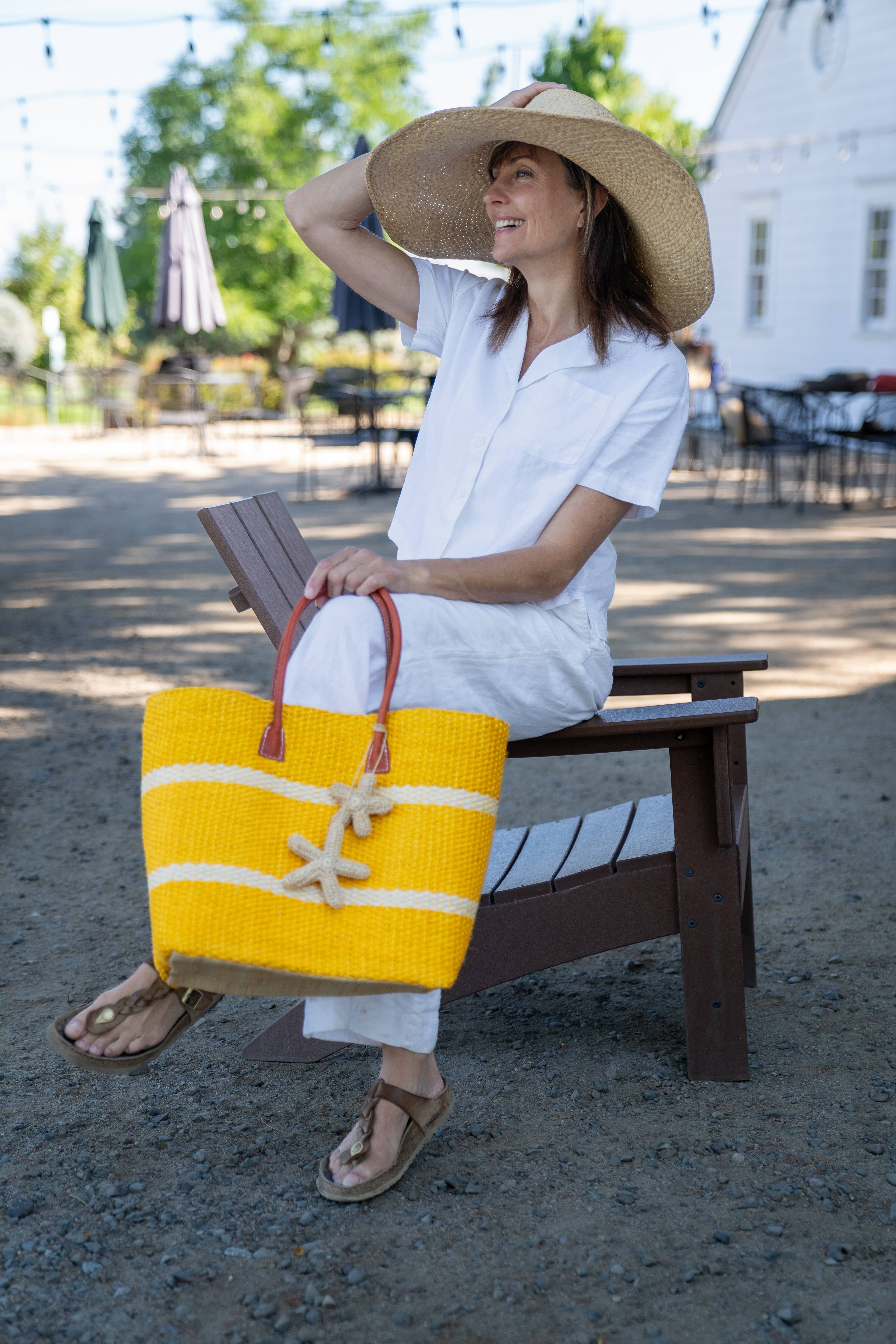 Shebobo – Großhandel Schultertasche – Unisex – Havanna Sisal-Korbtasche mit Seestern-Charme-Verzierung3