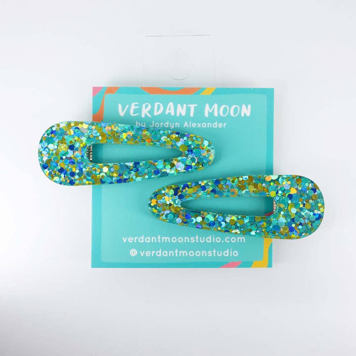 Verdant Moon - Wholesale Hair Clip - Women's - Glitter Hair Clips — Pink, Champagne, Lime Green, Teal, Blue, Black/Pink, Magenta7