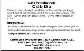 Cousin Boudreaux's Cajun Foods - Wholesale Dip - Cousin Boudreaux's Pontchartrain Crab Dip2