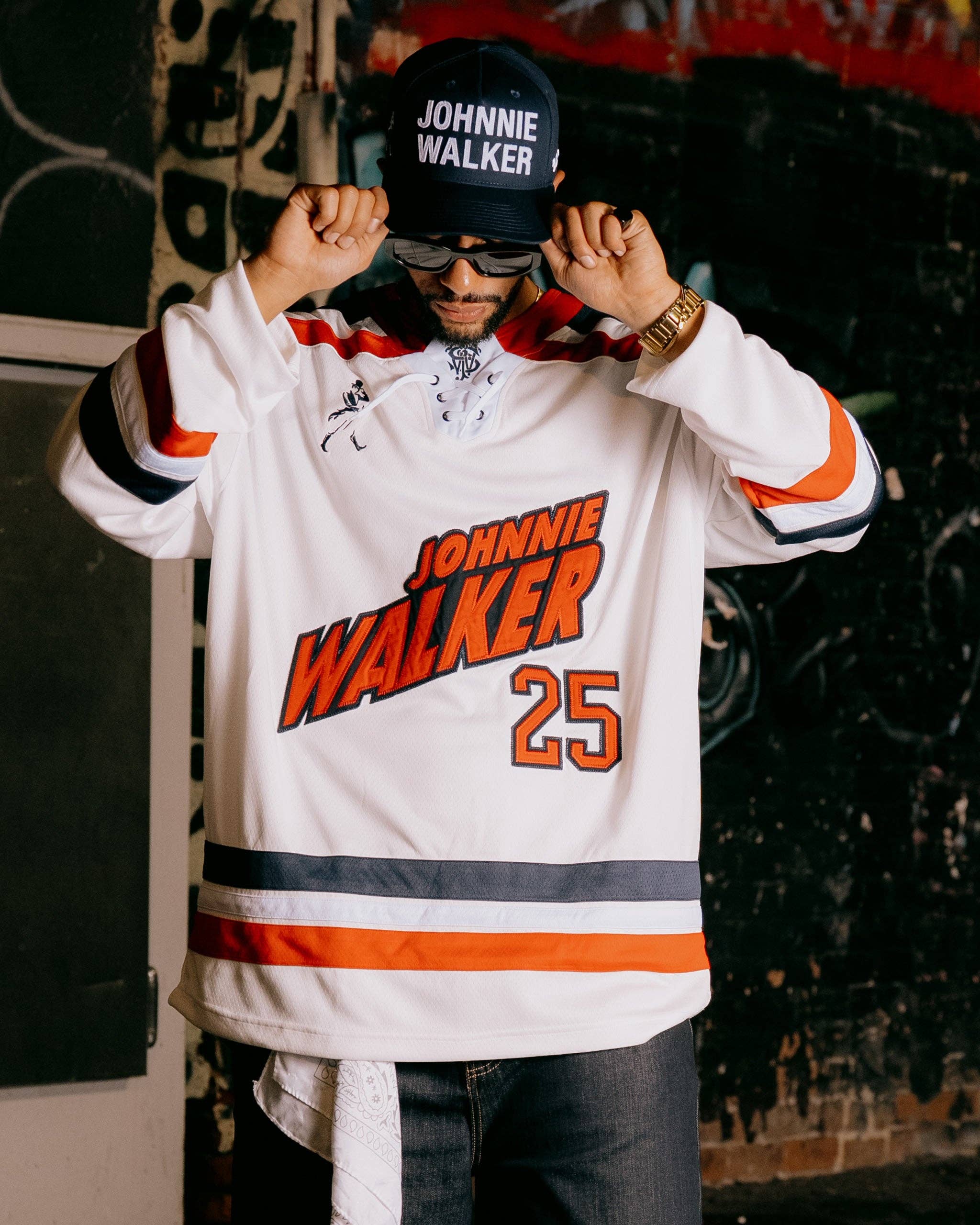 Rojo/Navy Camiseta de Hockey Johnnie Walker Home - Rojo / Azul Marino de venta al por mayor en Faire0