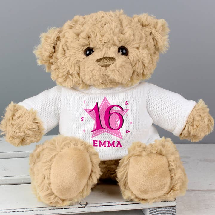 Personalised Pink Big Age Teddy Bear for wholesale by Simply Canvas Art