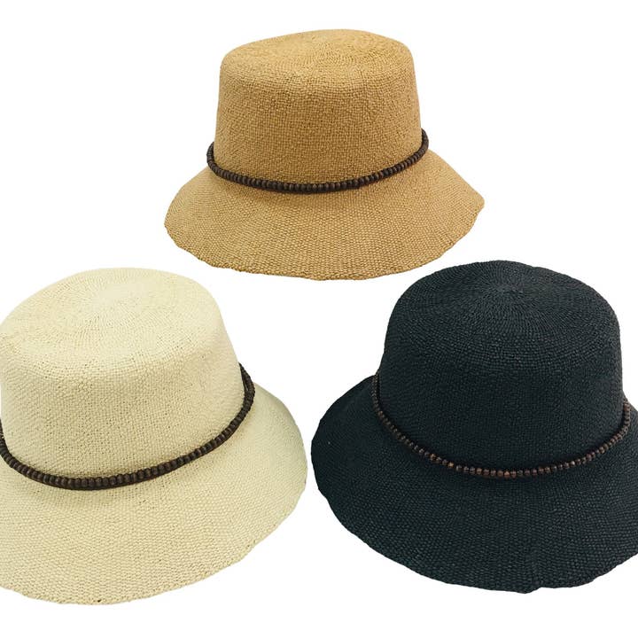 C11E1 - HH1235 - Hut mit Naturfarben/Perlenstickerei für den Großhandel von Boca Tennis & Golf Bags