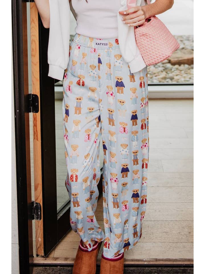Light Blue Teddy Bears Boxer Pants Women for wholesale on Faire4