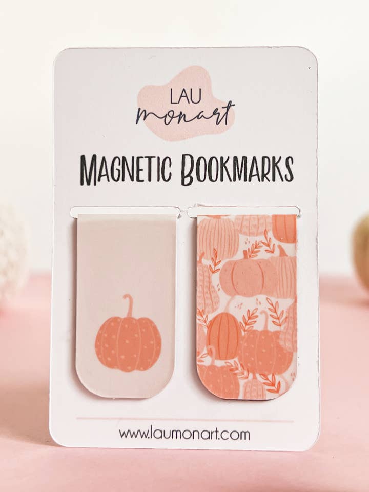 Pink Pumpkins Magnetic Bookmarks for wholesale by Lau Monart