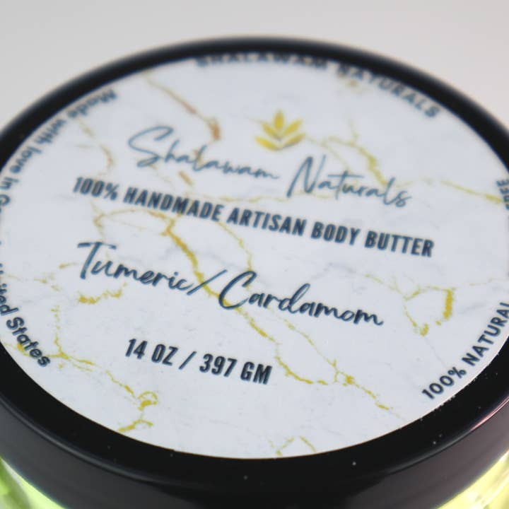 Shalawam Naturals - Vendita all'ingrosso Balsamo/burro per il corpo - Burro per il corpo alla curcuma/cardamomo montato