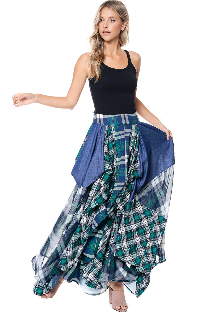 Groen [SK4119] Gerimpelde maxirok voor groothandel op Faire3