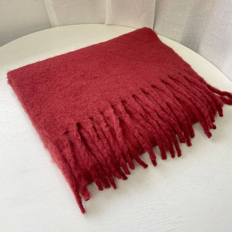 Dipped Shop - Wholesale Scarf - Women's - 2+ Solid Color Tassel Mohair Scarves DPKS100223