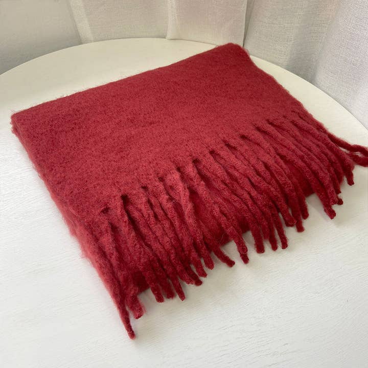 Dipped Shop - Wholesale Scarf - Women's - 2+ Solid Color Tassel Mohair Scarves DPKS100223