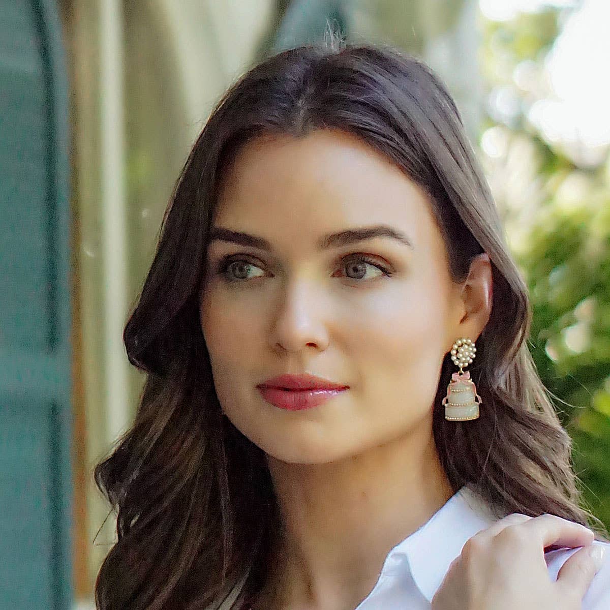 Canvas Style - Wholesale Hangende/ronde oorbellen - Brides & Bows emaille bruidstaoorringen in roze1