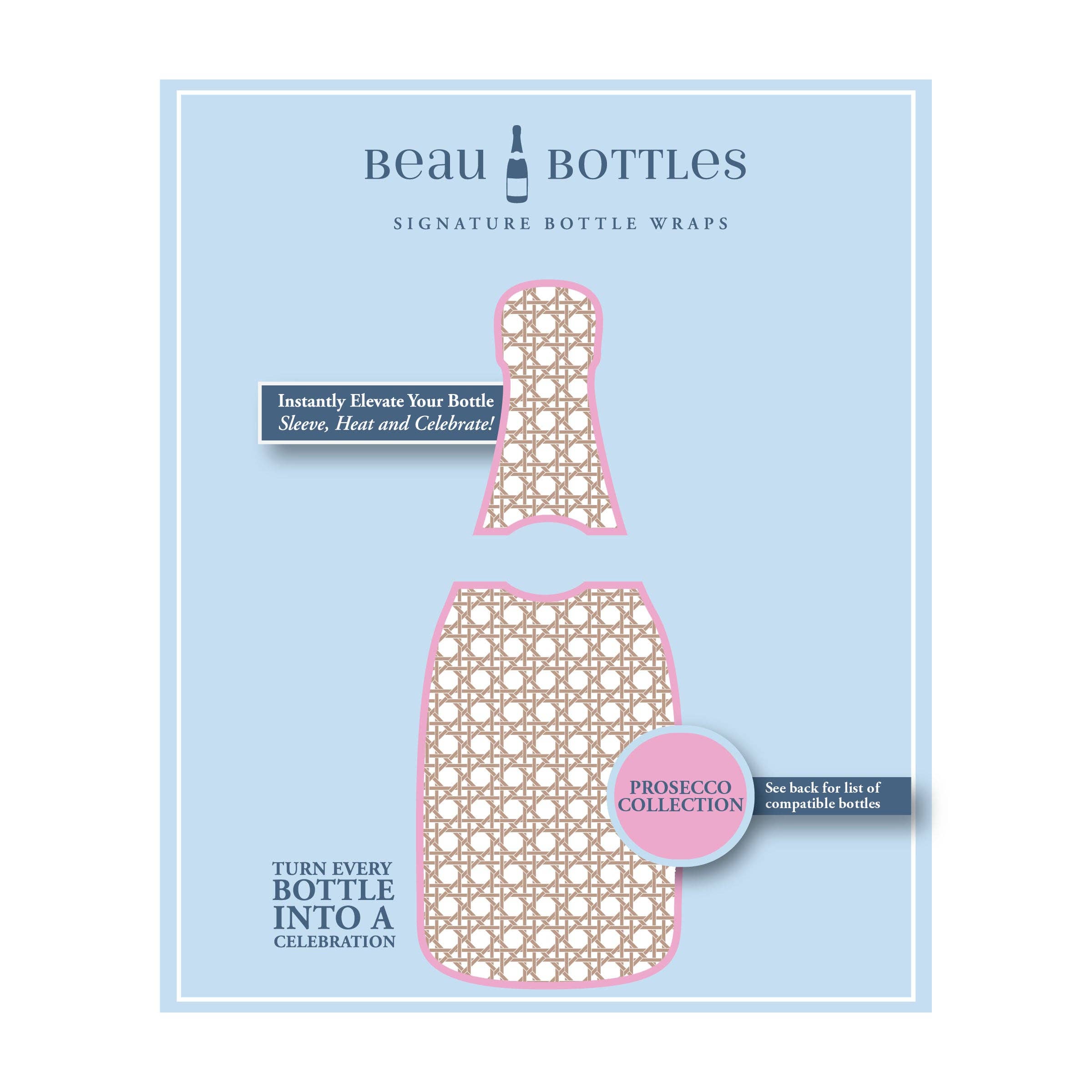 Beau Bottles - Wholesale Wine Gift Bag - Beau Bottles Brown and White Cane - Prosecco Collection5