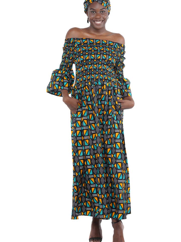 Satsuma Wholesale - Wholesale Dress - Women's - Ankara Long Smocked Dress
