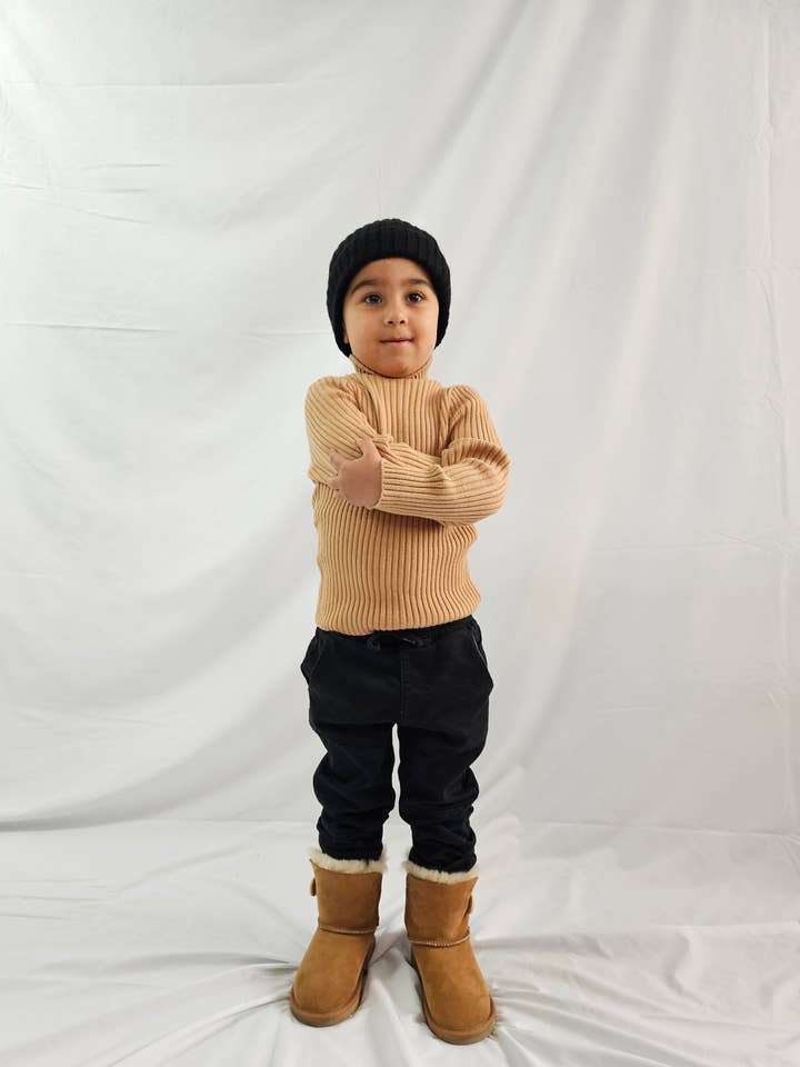 Wool Ribbed Turtleneck - CAMEL for wholesale by Next Generation clothing