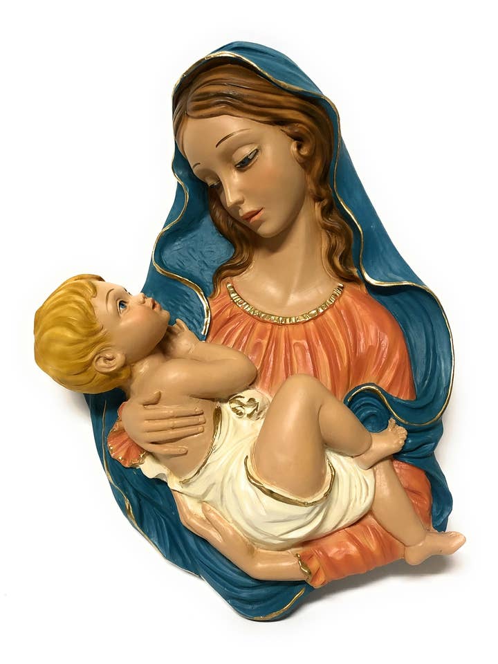 Resin plaque Madonna and Child cm. 35x26 for wholesale by Costa Articoli Religiosi