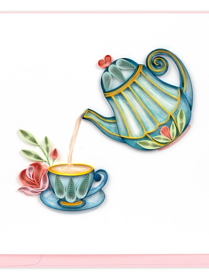 Quilled Afternoon Tea Greeting Card for wholesale by Quilling Card