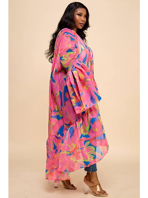 Namatt Design - Wholesale Kimono - Women's - Regular Ruffle Long Sleeve Kimono Cardigan