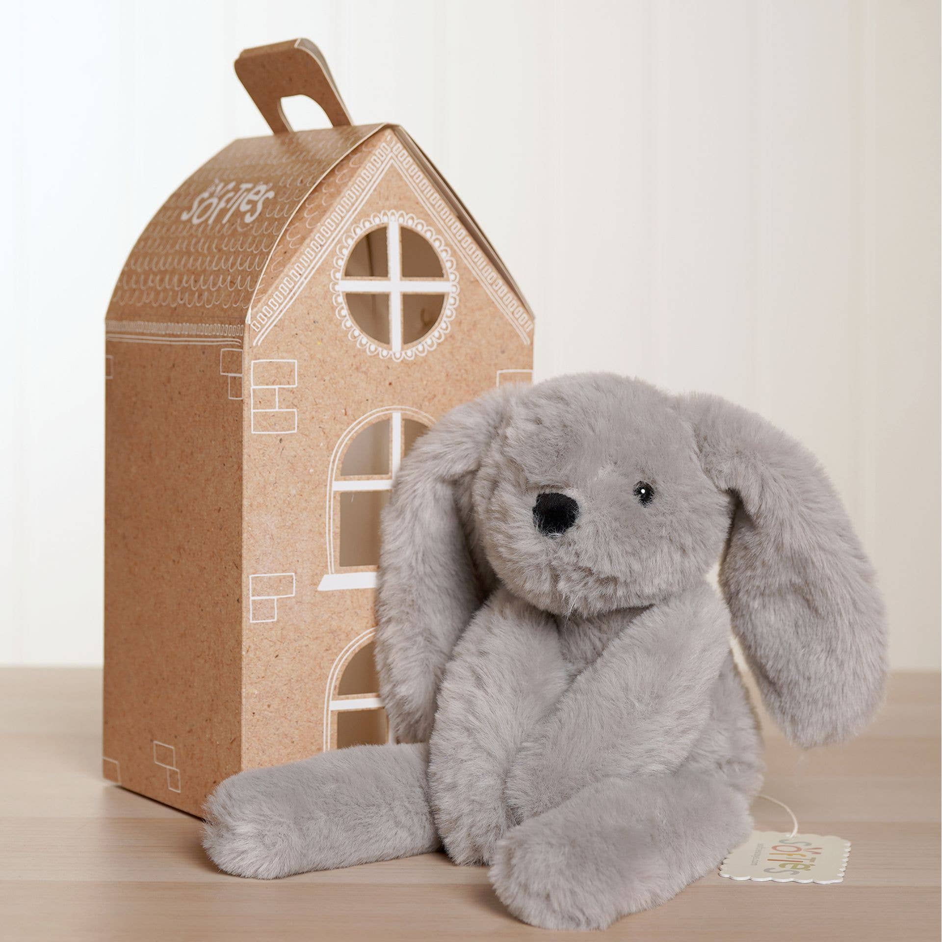 WIDDOP and Co. US - Vente Peluche – enfant et bébé - Théo le lapin en peluche gris aux longues pattes 35 cm8