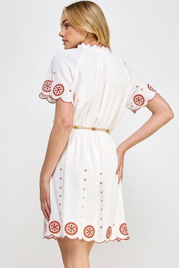 RUBIENN - Vente Robe – femme - Robe en broderie anglaise unie3