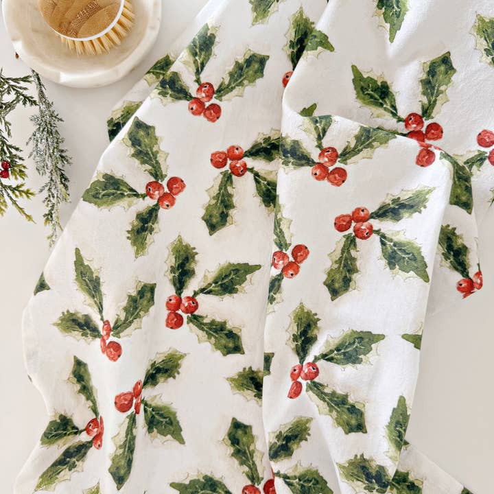 emily lex studio - Wholesale Tea towel - holly berry tea towel1