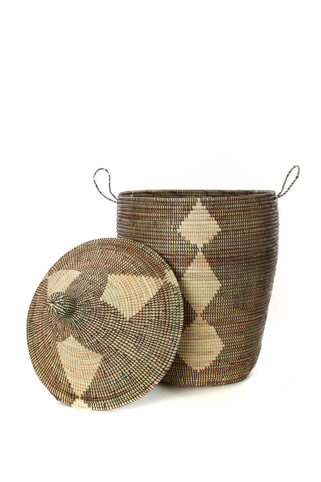 African Modern - Wholesale Basket - Set of Three Black and Beige Mixed Pattern Hampers2