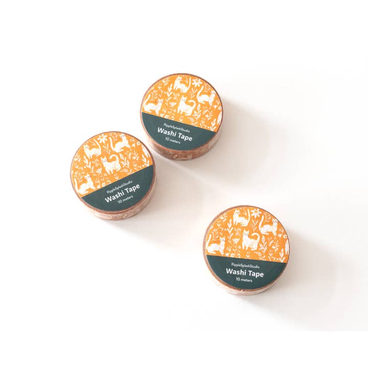 RippleSplash Studio - Wholesale Washi Tape - Whimsical Cats Washi Tape - 15mm x 10m5